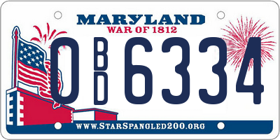 MD license plate 0BD6334
