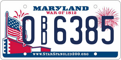 MD license plate 0BD6385
