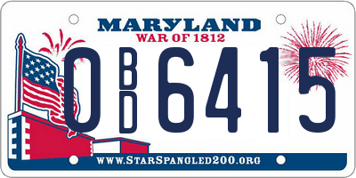MD license plate 0BD6415
