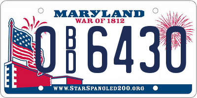 MD license plate 0BD6430