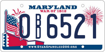 MD license plate 0BD6521