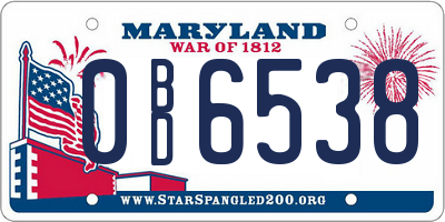 MD license plate 0BD6538