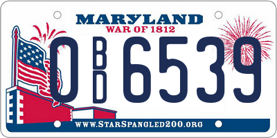 MD license plate 0BD6539