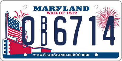MD license plate 0BD6714