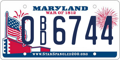 MD license plate 0BD6744