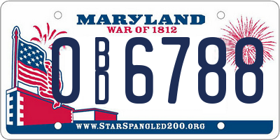 MD license plate 0BD6788