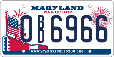 MD license plate 0BD6966