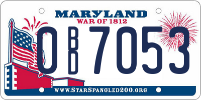 MD license plate 0BD7053