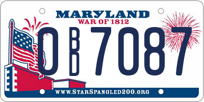 MD license plate 0BD7087