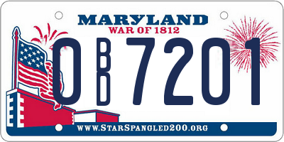 MD license plate 0BD7201