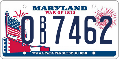 MD license plate 0BD7462