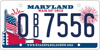 MD license plate 0BD7556