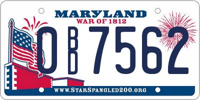 MD license plate 0BD7562