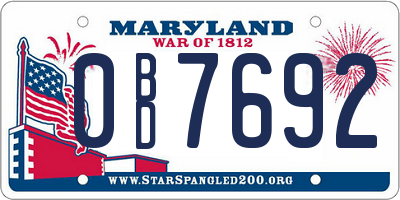 MD license plate 0BD7692