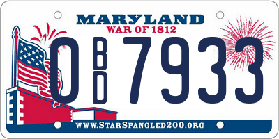 MD license plate 0BD7933
