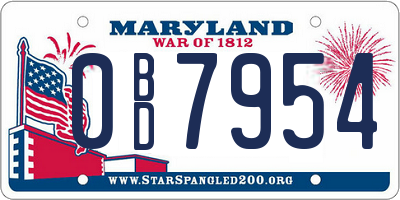 MD license plate 0BD7954