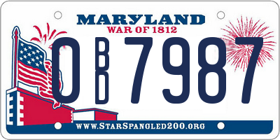 MD license plate 0BD7987