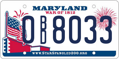 MD license plate 0BD8033