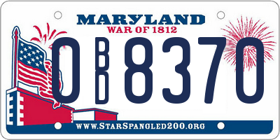 MD license plate 0BD8370