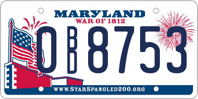 MD license plate 0BD8753