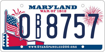 MD license plate 0BD8757