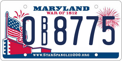 MD license plate 0BD8775