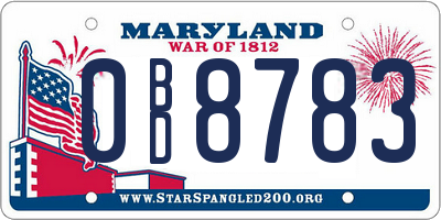 MD license plate 0BD8783