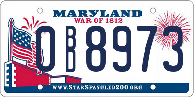 MD license plate 0BD8973
