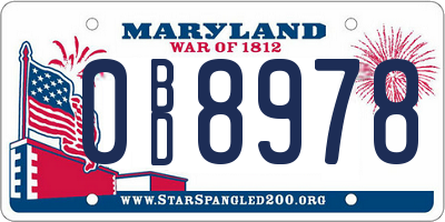 MD license plate 0BD8978