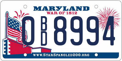 MD license plate 0BD8994