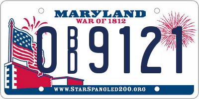 MD license plate 0BD9121