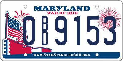 MD license plate 0BD9153
