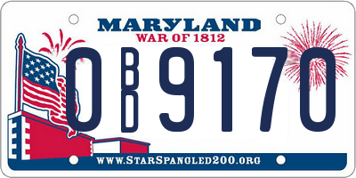 MD license plate 0BD9170
