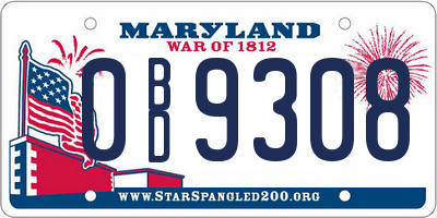 MD license plate 0BD9308