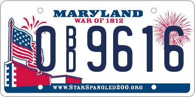 MD license plate 0BD9616
