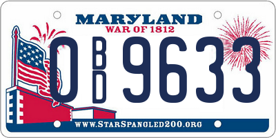 MD license plate 0BD9633