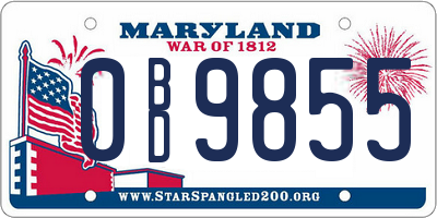 MD license plate 0BD9855
