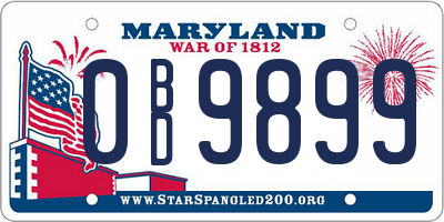 MD license plate 0BD9899