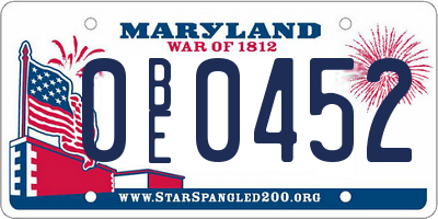 MD license plate 0BE0452