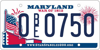 MD license plate 0BE0750