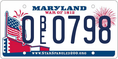 MD license plate 0BE0798