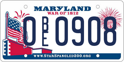 MD license plate 0BE0908