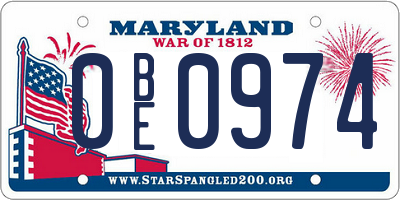 MD license plate 0BE0974