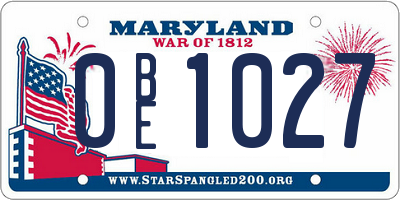 MD license plate 0BE1027