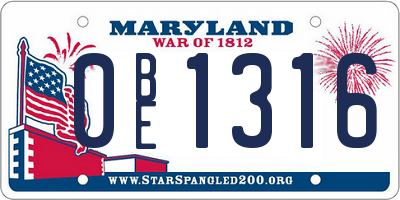 MD license plate 0BE1316