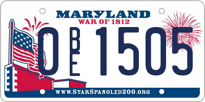 MD license plate 0BE1505