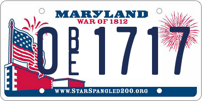 MD license plate 0BE1717