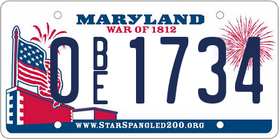 MD license plate 0BE1734