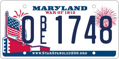 MD license plate 0BE1748