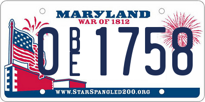 MD license plate 0BE1758